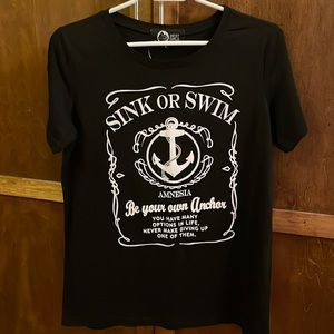 West Girls black T-shirt “sink or swim”